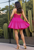 Load image into Gallery viewer, Fuchsia Corset A Line Short Homecoming Dress with Lace Appliques