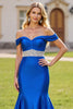 Load image into Gallery viewer, Sparkly Royal Blue Mermaid Long Satin Prom Dress with Beading
