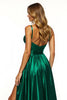 Load image into Gallery viewer, Dark Green A Line V-Neck Long Satin Prom Dress with Slit