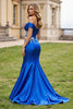 Load image into Gallery viewer, Sparkly Royal Blue Mermaid Satin Long Prom Dress with Beading