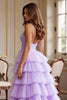 Load image into Gallery viewer, Purple Tulle A Line Spaghetti Straps Long Prom Dress with Slit