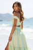 Load image into Gallery viewer, Green A Line Off the Shoulder Long Prom Dress with Slit