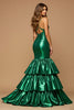 Load image into Gallery viewer, Dark Green Satin Mermaid Long Prom Dress with Ruffles