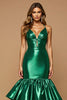 Load image into Gallery viewer, Dark Green Satin Mermaid Long Prom Dress with Ruffles