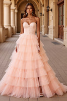 Load image into Gallery viewer, Blush Ball Gown Tulle Long Prom Dress with Ruffles