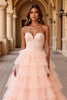 Load image into Gallery viewer, Blush Ball Gown Tulle Long Prom Dress with Ruffles
