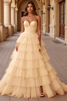 Load image into Gallery viewer, Blush Ball Gown Tulle Long Prom Dress with Ruffles