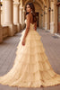 Load image into Gallery viewer, Blush Ball Gown Tulle Long Prom Dress with Ruffles