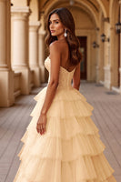 Load image into Gallery viewer, Blush Ball Gown Tulle Long Prom Dress with Ruffles