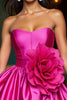 Load image into Gallery viewer, Fuchsia Satin A Line Short Homecoming Dress with 3D Flowers