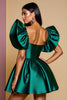Load image into Gallery viewer, Dark Green A Line Short Satin Homecoming Dress with Ruffles