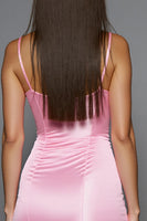 Load image into Gallery viewer, Pink Bodycon Satin Short Homecoming Dress with 3D Flowers