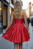 Load image into Gallery viewer, Red A Line Short Satin Homecoming Dress with 3D Flowers