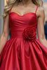Load image into Gallery viewer, Red A Line Short Satin Homecoming Dress with 3D Flowers