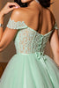 Load image into Gallery viewer, Light Green Corset A Line Short Tulle Homecoming Dress