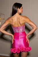 Load image into Gallery viewer, Sparkly Fuchsia Bodycon Beaded Short Corset Homecoming Dress