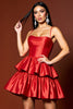 Load image into Gallery viewer, Red A Line Tiered Short Satin Homecoming Dress