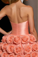 Load image into Gallery viewer, Orange Satin A Line Short Homecoming Dress with 3D Flowers