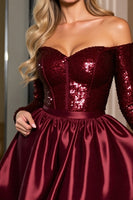 Load image into Gallery viewer, Sparkly Burgundy Sequins A Line Short Homecoming Dress