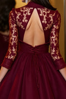 Load image into Gallery viewer, Burgundy A Line Tulle Short Corset Homecoming Dress with Lace