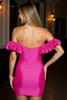 Load image into Gallery viewer, Fuchsia Ruffled Tight Bodycon Short Satin Homecoming Dress