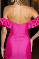 Load image into Gallery viewer, Fuchsia Ruffled Tight Bodycon Short Satin Homecoming Dress
