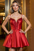Load image into Gallery viewer, Red A Line Corset Spaghetti Straps Short Satin Homecoming Dress