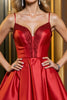 Load image into Gallery viewer, Red A Line Corset Spaghetti Straps Short Satin Homecoming Dress