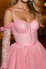 Load image into Gallery viewer, Pink A Line Tulle Short Corset Homecoming Dress with Appliques