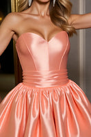 Load image into Gallery viewer, Orange Satin Sweetheart A Line Short Corset Homecoming Dress