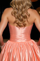 Load image into Gallery viewer, Orange Satin Sweetheart A Line Short Corset Homecoming Dress