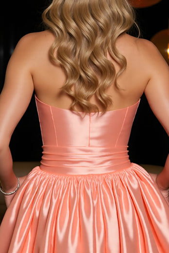 Orange Satin Sweetheart A Line Short Corset Homecoming Dress