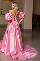 Load image into Gallery viewer, Pink Tight Bodycon Side Cape Satin Short Homecoming Dress