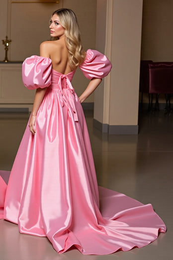 Pink Tight Bodycon Side Cape Satin Short Homecoming Dress