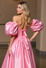 Load image into Gallery viewer, Pink Tight Bodycon Side Cape Satin Short Homecoming Dress