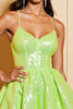 Load image into Gallery viewer, Sparkly Green Sequins A Line Short Corset Homecoming Dress