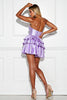 Load image into Gallery viewer, Lilac Satin A Line Tiered Short Homecoming Dress with Beading