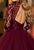 Load image into Gallery viewer, Burgundy Tulle Corset Illusion Neck A Line Short Homecoming Dress