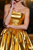 Load image into Gallery viewer, Golden A Line Strapless Metallic Short Homecoming Dress