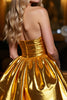Load image into Gallery viewer, Golden A Line Strapless Metallic Short Homecoming Dress
