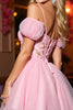 Load image into Gallery viewer, Pink Tulle Cold Shoulder A Line Short Corset Homecoming Dress