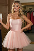 Load image into Gallery viewer, Blush A Line Tulle Ruched Short Homecoming Dress with Bow