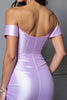 Load image into Gallery viewer, Lilac Satin Tight Bodycon Short Corset Homecoming Dress with Bow