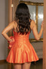 Load image into Gallery viewer, Orange A Line Short Satin Homecoming Dress with 3D Flowers