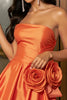 Load image into Gallery viewer, Orange A Line Short Satin Homecoming Dress with 3D Flowers