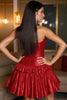 Load image into Gallery viewer, Red A Line Strapless Short Satin Homecoming Dress with Ruffles