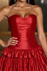 Load image into Gallery viewer, Red A Line Strapless Short Satin Homecoming Dress with Ruffles