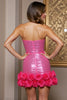Load image into Gallery viewer, Fuchsia Sequins Tight Short Corset Homecoming Dress with 3D Flowers