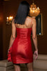 Load image into Gallery viewer, Red Satin Tight Bodycon Short Homecoming Dress with Ruffles