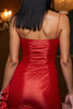 Load image into Gallery viewer, Red Satin Tight Bodycon Short Homecoming Dress with Ruffles